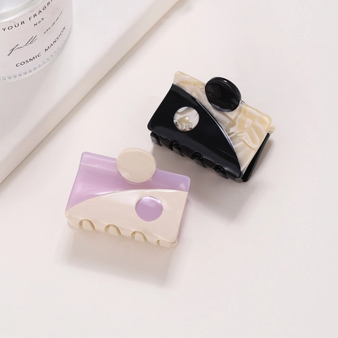 Pinza Para El Pelo Cuadrada De Acetato Dos Tonos Color En Contraste Rectangular Para Mujer Accesorios De Pelo Minimalistas