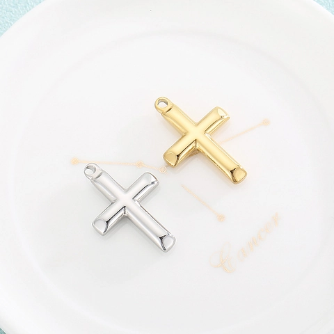 Colgante Cruz Acero Inoxidable Pulido Espejo Accesorios Para Hacer Joyas DIY Dijes Religiosos Minimalistas