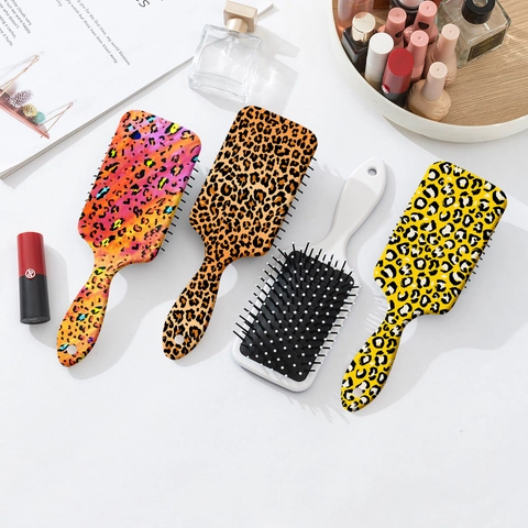 Leopard Print Air Cushion Hair Brush Anti Static Detangling Massage Plastic Comb Women Haircare