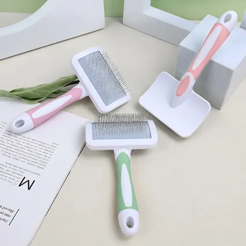 Pet Slicker Brush For Dogs Cats Professional Grooming Comb Deshedding Detangling Stainless Steel Pins Ergonomic Handle