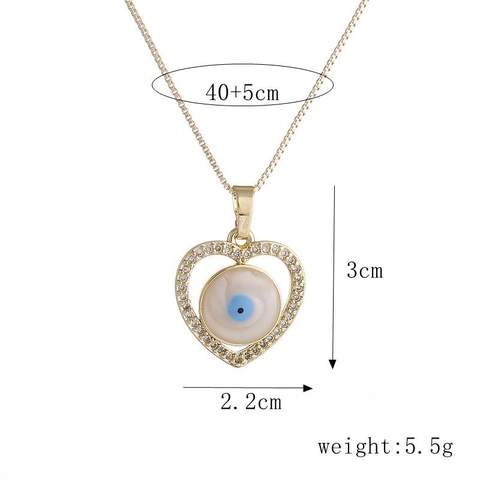Collana Con Ciondolo A Cuore Malocchio Dorata Rame Con Zirconia Catena Box Gioielli Lucidi Per Donna