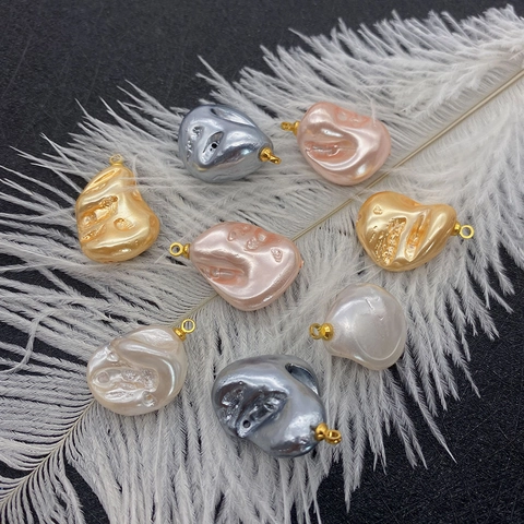 Baroque Irregular Imitation Artificial Pearl Pendants Glass Lacquer Beads With Metal Loops For DIY Jewelry Making Crafts