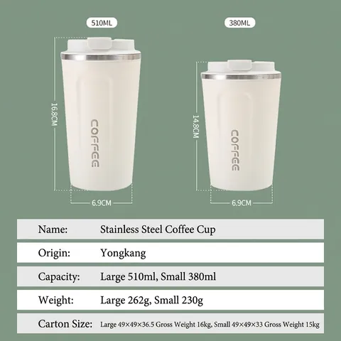 Portable Coffee Mug Stainless Steel Vacuum Insulated Travel Cup With Leakproof Flip Lid Office Home Minimalist Style