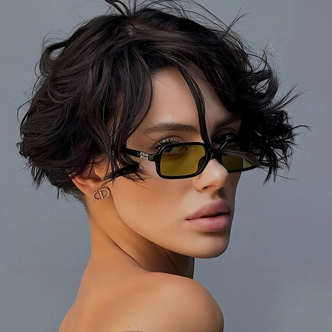 Gafas De Sol Rectangulares Retro Mujer Protección UV400 Montura PC AC Bisagra Metálica Moda Tendencia Cuadradas