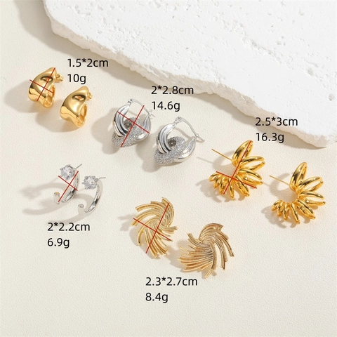 Luxury Copper Zirconia Stud Earrings For Women U-Shaped Geometric Gold Silver Plated Micro-Inlaid Fashion Jewelry Accessories