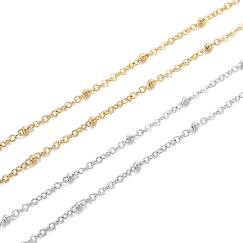 Stainless Steel Beaded Cross Chain Satellite Chain For DIY Jewelry Making Necklace Bracelets Finding Accessories
