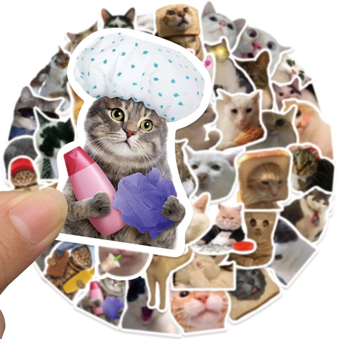 Lustige Katzen Meme Aufkleber Wasserdicht PVC Cartoon Graffiti Aufkleber Für Laptop Koffer Gitarre Handyhülle Dekor