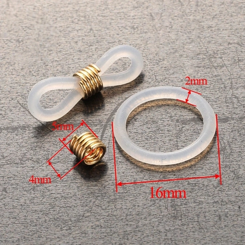 Silikon Kautschuk Brillenkette Enden Verbindungsringe Antirutsch Metallfeder Verstellbar Für DIY Sonnenbrillen Lanyard Zubehör