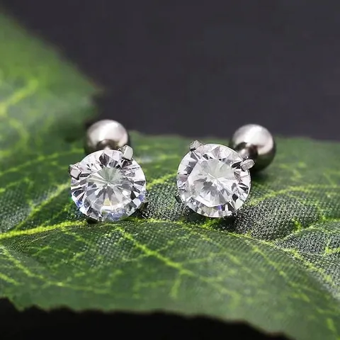 Pendientes de Botón de Acero Inoxidable con Strass Redondos para Mujer Hombre Joyería de Piercing de Hélice Oro Plata