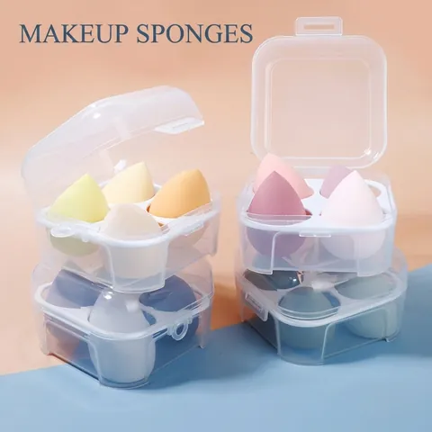 Éponges De Maquillage Et Boîte De Rangement Éponge Hydrophile Sans Latex Douce Extensible À L'eau Usage Sec Humide Coloré