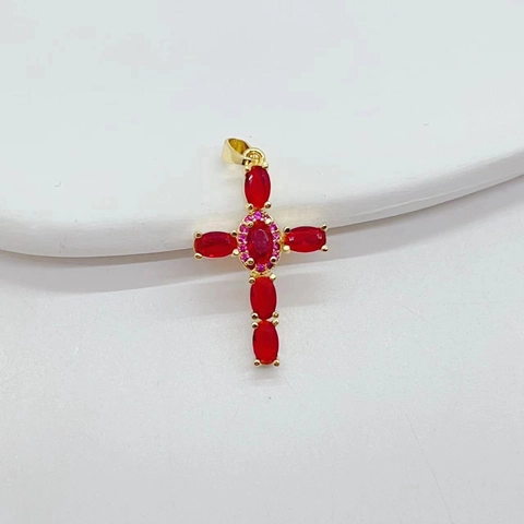 Collana Con Pendente A Croce Punk Hip Hop Rame Placcato Oro Zircone Colorato Catena Clavicola Gioielli Per Uomo Donna