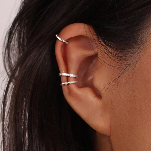 Μίνιμαλ Χάλκινα Ear Cuffs Με Σχέδιο C Και Στρας Επιχρυσωμένα Και Επαργυρωμένα Κοσμήματα Για Γυναίκες Για Εμφάνιση Σε Πάρτι