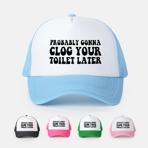 Trucker Hat Funny Humor Slogan Print Mesh Breathable Adjustable Snapback Baseball Cap For Men Women
