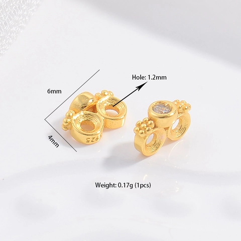 Cuentas Espaciadoras de Plata de Ley 925 Con Diamantes de Imitación Conector Rectangular Doble Agujero para Joyería DIY