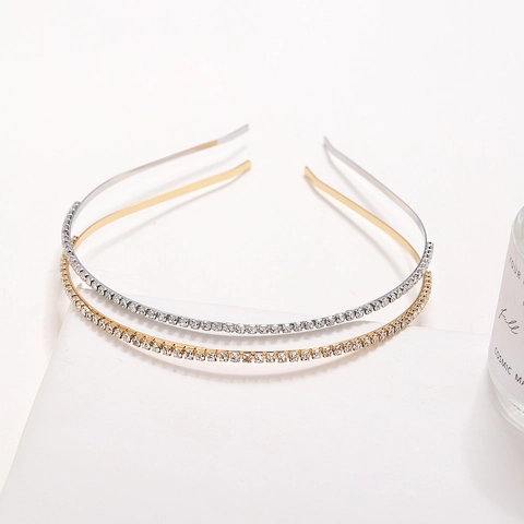 Elegante Strass Hoofdband Legering Slanke Enkele Rij Minimalistische Haarrand Voor Vrouwen Modeaccessoire