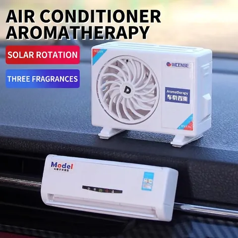 Mini Air Conditioner Model Car Air Freshener Solar Powered Rotating Fan Aromatherapy Vent Clip Dashboard Ornament