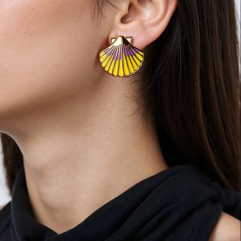 Jakobsmuschel Ohrstecker Edelstahl Gradient Emaille Ozean Sommer Stil Schmuck Für Damen