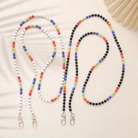 Colorful Beaded Crossbody Phone Case Lanyard Universal Bag Strap Replacement Chain For Women Hand-beaded Mobile Phone Decoration