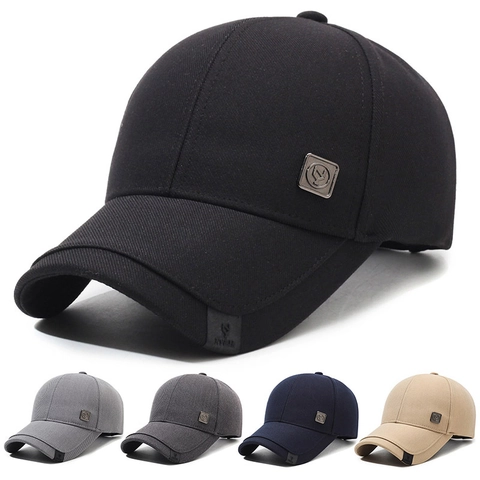 Men Baseball Cap Adjustable Sun Hat Outdoor Sporty Cotton Twill Breathable Minimalist Casual With Square Metal Logo Tag