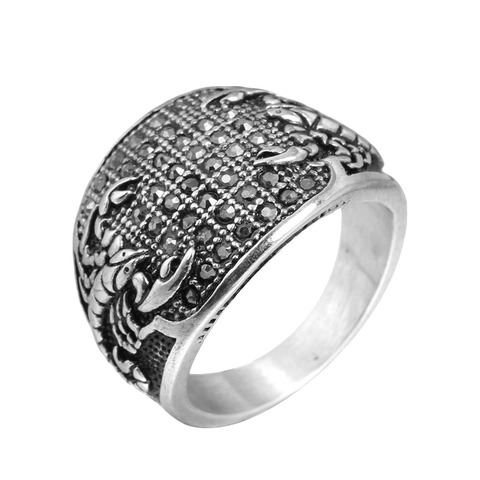 Vintage Skorpion Ring Edelstahl Herren Punk Gothic Schmuck Mit Schwarzen Strasssteinen Goldfarbenem Relief