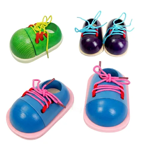 Giocattoli In Legno Montessori Imparare A Allacciare Le Scarpe Tavola Educativa Per Bambini Motricità Fine Attività Didattiche
