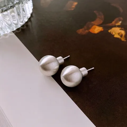 Orecchini A Lobo A Sfera In Metallo Spazzolato Con Perno In Argento Sterling 925 Gioielli Retro Minimalisti Da Donna