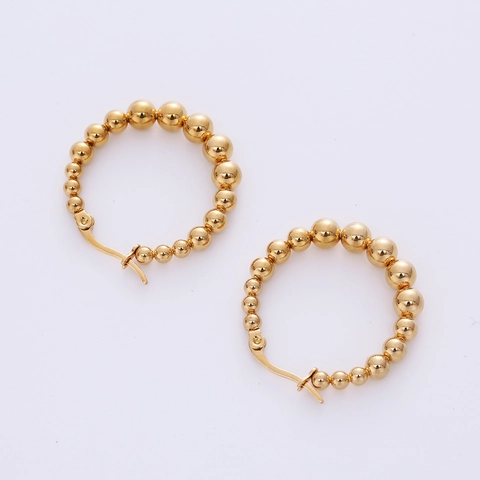 Geometrische Perlen Creolen 18K Vergoldet 316L Edelstahl Polierte Runde Kugel Kreis Minimalistisch Mode Für Frauen