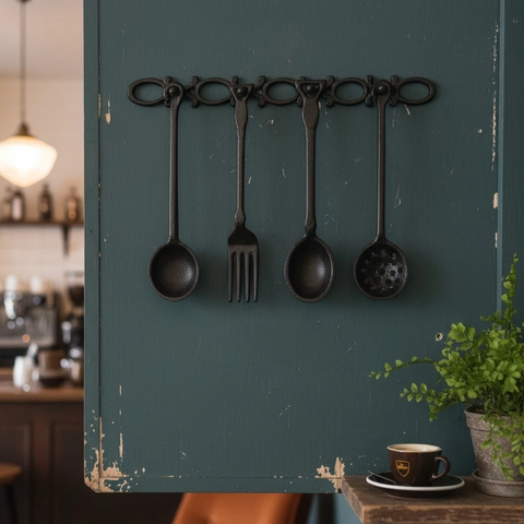 Ganci Da Parete Per Cucina In Ghisa Vintage Forme Di Cucchiaio Forchetta Schiumarola Decorazione Murale Rustica Industriale