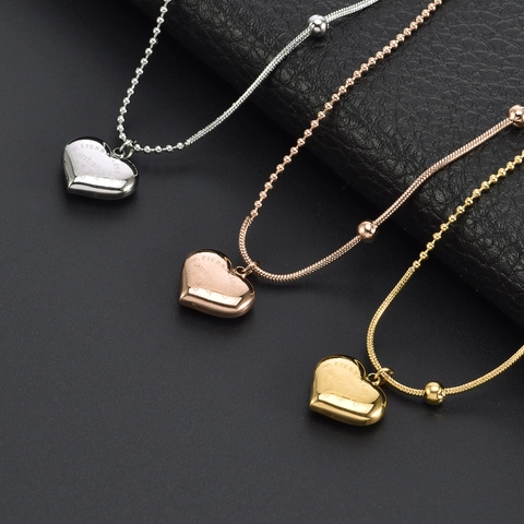 Herz Anhänger Halskette Titan Stahl Schlangen Knochen Und Perlen Kette Spleißen Mode Schmuck Für Frauen