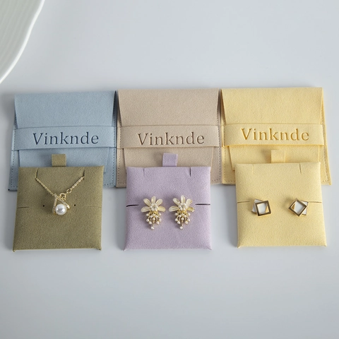 Square Microfiber Velvet Jewelry Packaging Bag Necklace Earring Display Card Insert Jewelry Storage Holder Accessory Pad