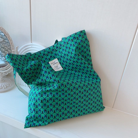 Borsa Tote In Tela Da Donna Vintage Floreale Cotone Borsa A Mano Spalla Doppio Strato Grande Capacità Casual Versatile