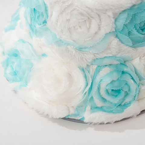 Bucket Hat 3D Rose Flower Plush Polyester Tulle Warm Winter Elegant Windproof Retro Adjustable For Women