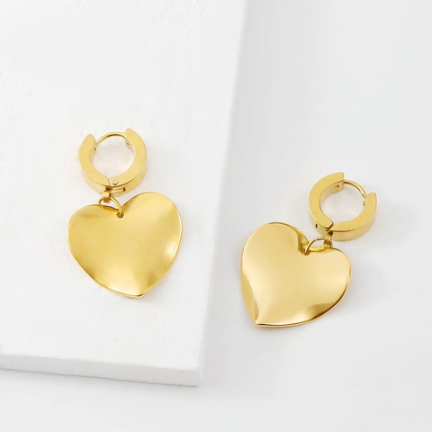 Elegante Edelstahl Vergoldete Herz Creolen Für Damen Minimalistische Mode Geometrische Hängeohrringe Schmuck Geschenk