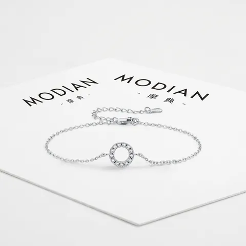 Moissanit Kreis Armband 925 Sterling Silber Geometrischer Glänzender Inlay Eleganter Schmuck Damen
