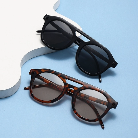 Retro Double Bridge Sunglasses Fashion Oversized PC Frame UV400 Protection Anti Blue Light Glasses For Women