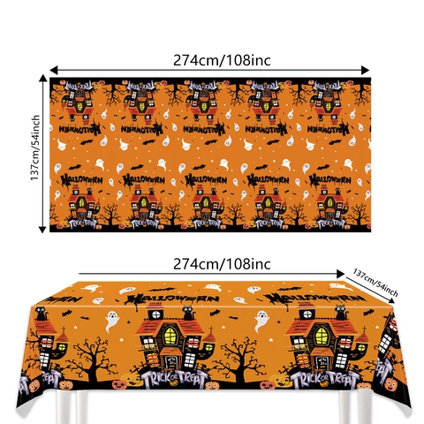 Mantel De Halloween Desechable PE Plástico Cubierta De Mesa Casa Embrujada Fantasma Calabaza Para Decoración Fiesta Trick Or Treat