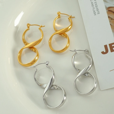 Pendientes De Aro Retorcidos Infinito Acero Inoxidable Geométrico Forma Infinito Pulido Joyería Moda Mujeres