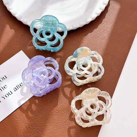 Fermaglio Per Capelli Fiore Di Camelia Elegante Cavo Acetato Molletta Versatile Tenuta Forte Accessorio Per Donne