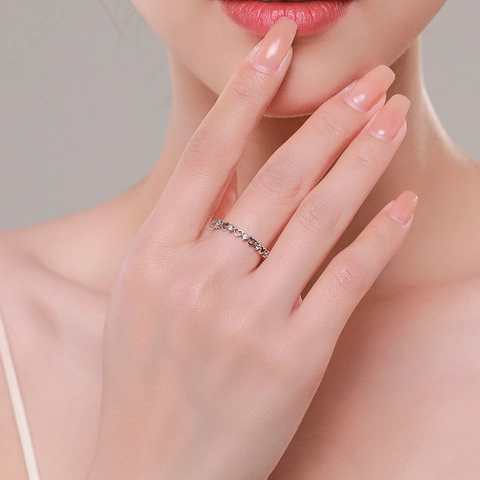 Hohlherz Ring 925 Sterlingsilber Mikro Pave Zirkon Stapelband Modeschmuck Geschenk Für Frauen Romantisch Elegant