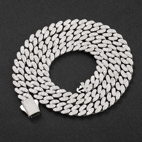 Κολιέ Με Αλυσίδα Hip Hop Cuban Link Χάλκινο Micro Inlaid Zircon Iced Out Κοσμήματα Επιχρυσωμένα Για Άνδρες Γυναίκες