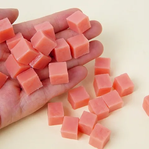 Miniature Simulation Ham Cubes Food Play Ingredients PVC Material For Dollhouse Pretend Play Cooking Kitchen Toy Pink