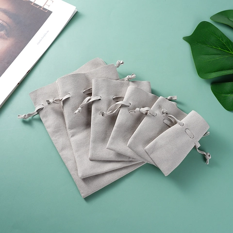Microfiber Velvet Drawstring Bags Jewelry Packaging Pouches Small Gift Storage For Watch Earphone Travel Accessory