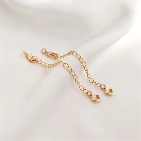 14K Gold Plated Copper Extension Chain With Lobster Clasp DIY Jewelry Findings For Necklace Bracelet Making Heart Star Pendant