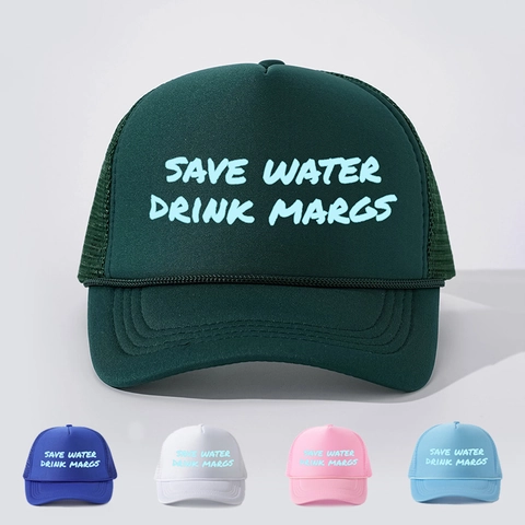 Save Water Drink Margs Trucker Hat Malla Ajustable Verano Playa Gorra Solar Para Hombre Mujer Retro Transpirable