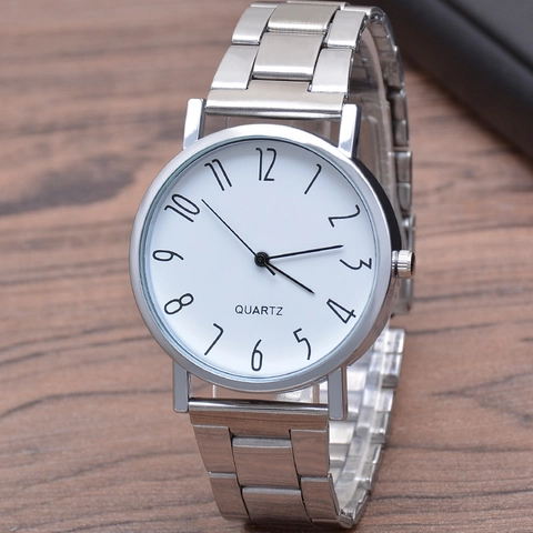 Men's Quartz Watch Stainless Steel Band Round Analog Dial Fashion Business Casual Wristwatch For Male Mineral Glass