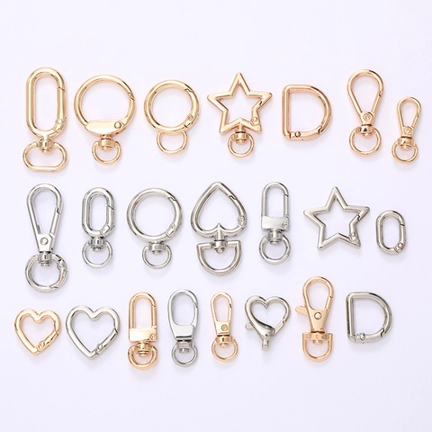 Zinc Alloy Lobster Clasp Swivel Spring Ring Heart Star D Shape Jewelry Findings DIY Keychain Bag Accessories