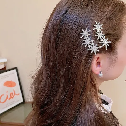 Ster Haarclip Legering Glanzende Strass Eendensnavel Haarspeld Koreaanse Stijl Elegante Haaraccessoires Voor Vrouwen