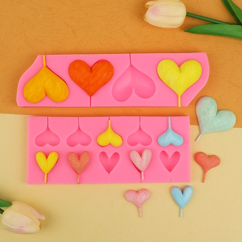 Heart Silicone Mold Chocolate Lollipop Candy Baking Tools Fondant Cake Decoration Accessories DIY Craft Supplies