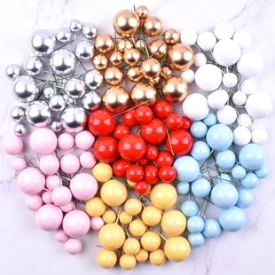 Foam Ball Cake Toppers Colorful Round Macaron Color Birthday Cake Decorations For Baking Party Ornament Heart Ball Topper