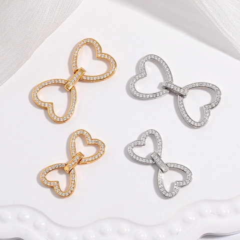 Cierre Conector De Joyería De Plata De Ley 925 Forma Corazón Con Circonita Para Collar Pulsera De Varias Filas DIY